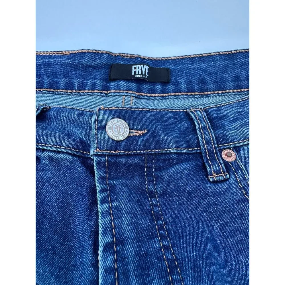 NWT Frye High Rise Cuffed Straight Leg Crop Jeans Women’s Size 8/29 Medium Wash - Picture 6 of 15